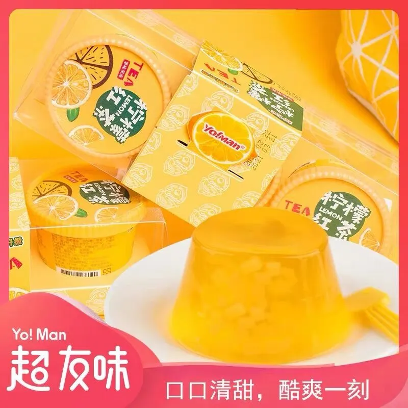 Classic Lemon Black Tea Fruit Jelly, Boxed 3-Cup Pudding Squeeze Jelly, Children's Snack Wholesale Detail image1