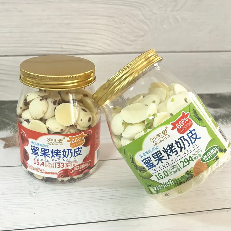 New Honey Fruit Baked Milk Skin, Canned 108g, Cranberry and Kiwi Fruit Piece Flavors, Tasty Snack Milk Slices, Wholesale Detail image6