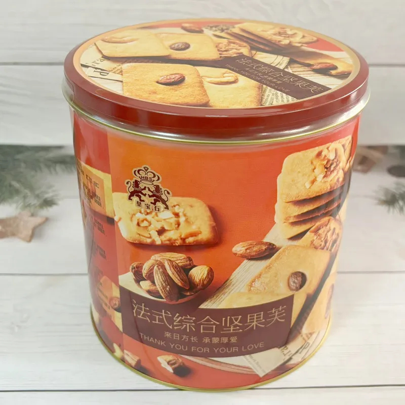 Round Tin English Assorted Cookies, French Assorted Nut Puffs, and Original Egg Rolls for Snacks, Office Breaks, and Afternoon Tea Detail image3