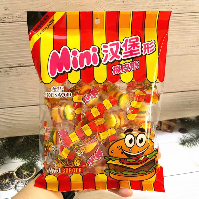Jinyu Hamburger Gummy Candy, 200g Bag, Popular Nostalgic Fruit Chewy Candy, Children's Snack, Wholesale Detail image1