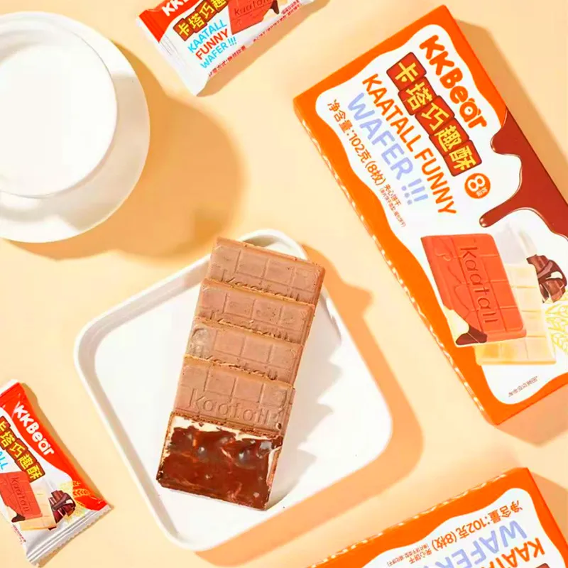 Galletas wafer rellenas crujientes con chocolate KKBear de Chao You Wei, snack de moda en envase individual para la merienda Imagen detallada3