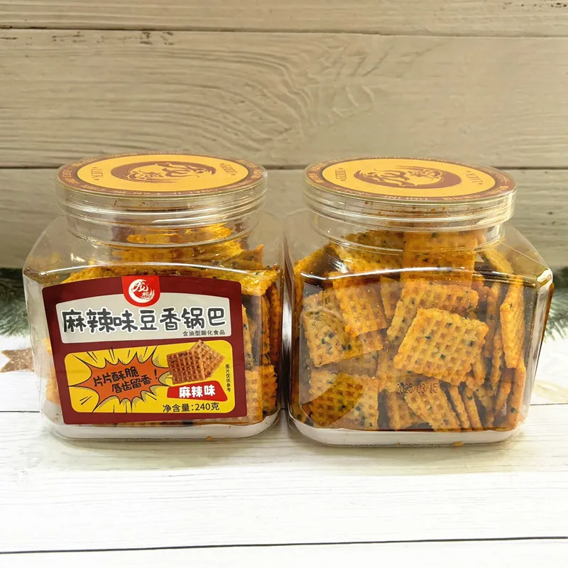 Longxiang Steak-Flavored Bean Crispy Rice Crackers, Spicy Bean Crispy Rice Crackers, Canned 240g Ramen Squares, Puffed Snack Food Detail image5