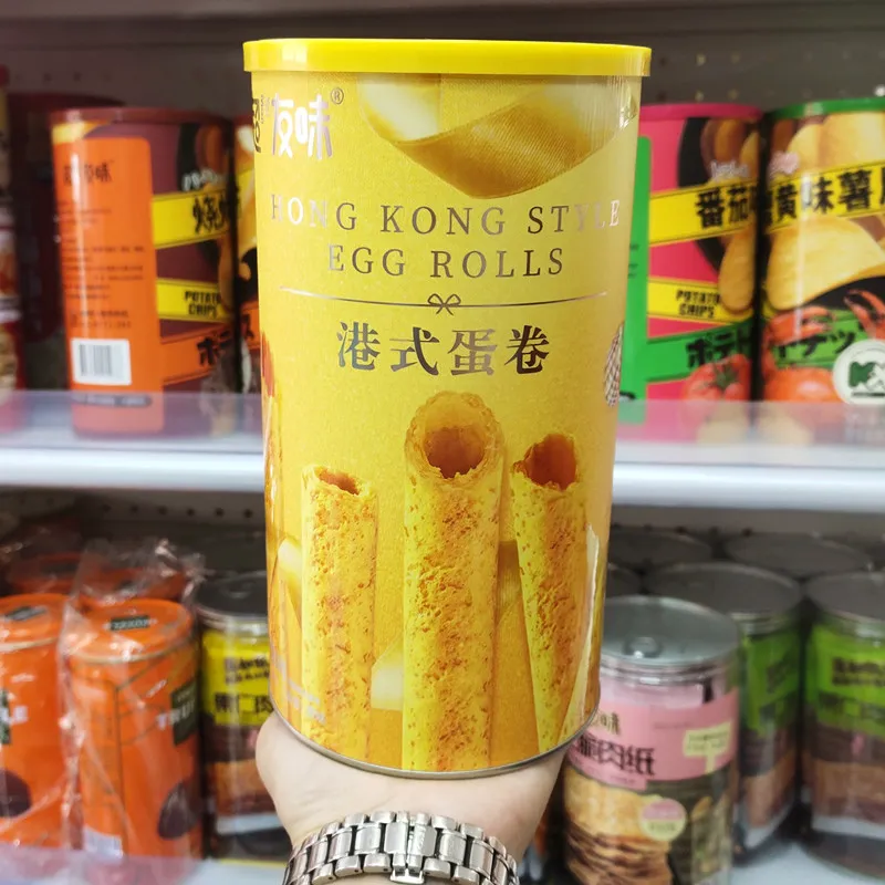 Hong Kong-Style Egg Rolls, Original Egg Flavor, Canned Gift Box, 168g, Wedding Gift Cookies, Strawberry Mango Crispy Egg Rolls Detail image3