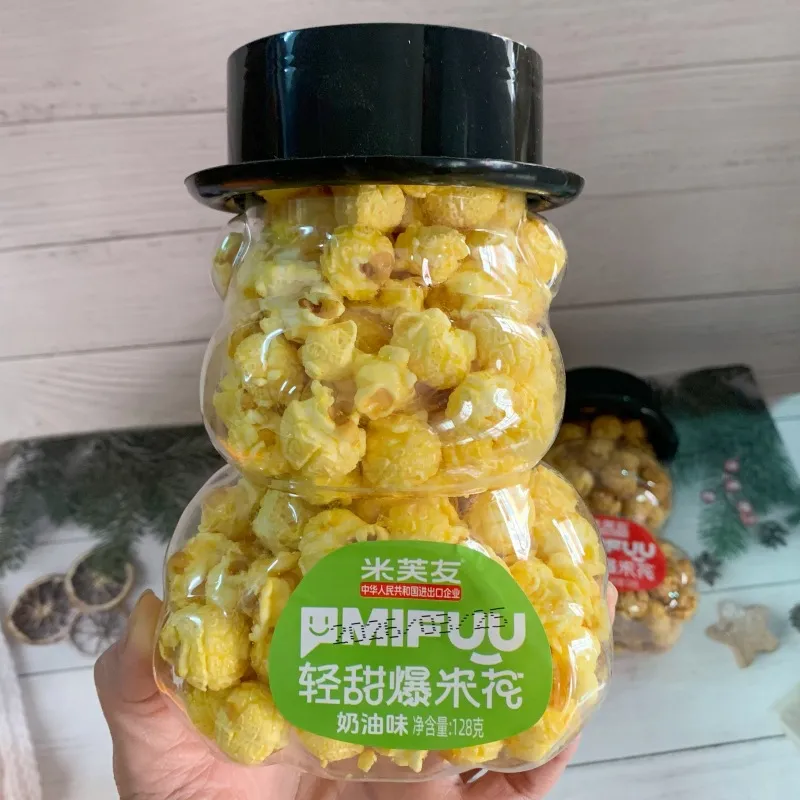 小熊罐装美式球形128g爆米花焦糖奶油水果味抱抱熊玉米休闲零食 详情图5