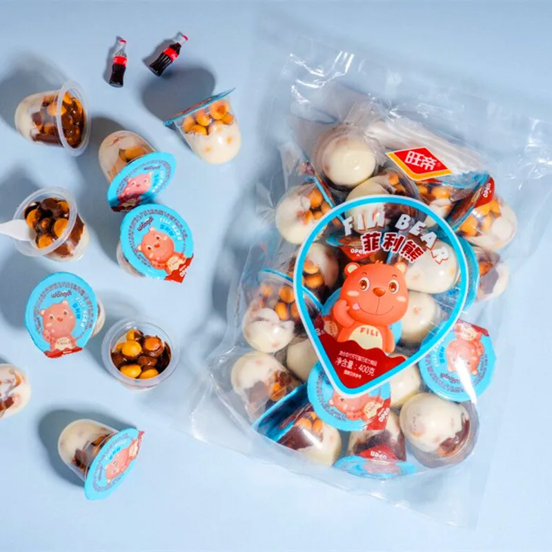 Wangdi Chocolate Cup Biscuits, 400g Bagged, Classic Childhood Nostalgia Chocolate Spread Biscuits, Snack Candy Detail image1