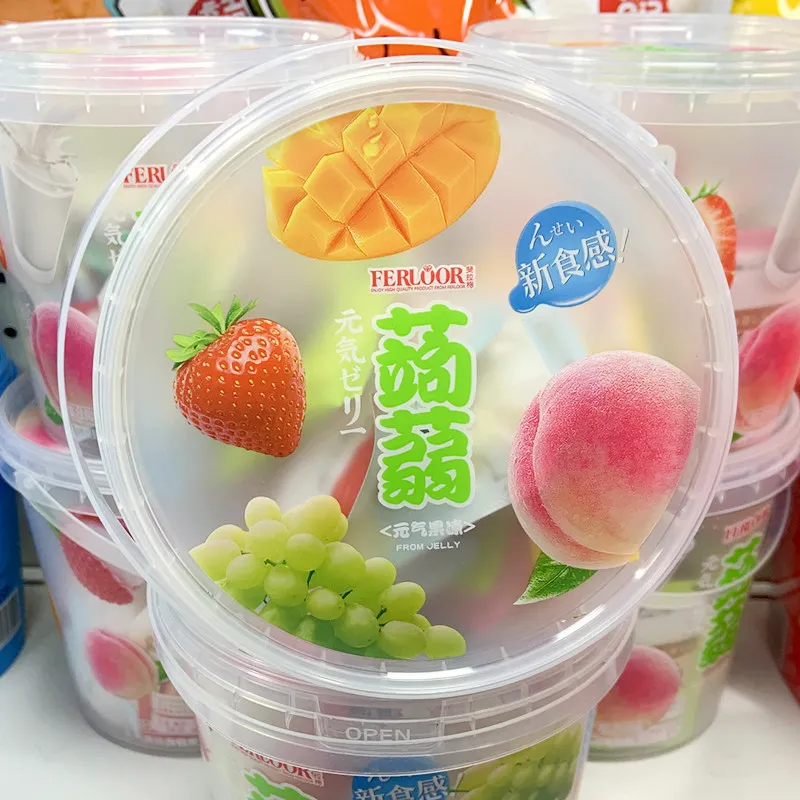Millennium Garden Tub-Packaged Assorted Fruit-Flavored Individually Wrapped Konjac Juice Jelly, Multi-Flavor Office Snack Detail image4