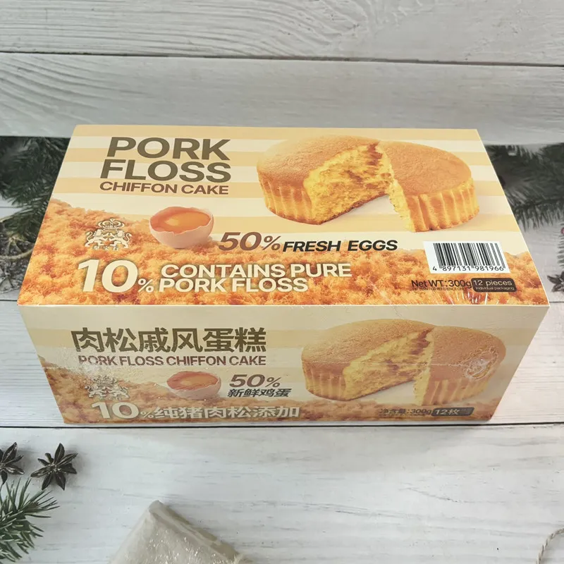New Pork Floss Chiffon Cake, Boxed 300g, Wedding and Celebration Gift, Bread, Breakfast Meal Replacement, Snack Detail image3
