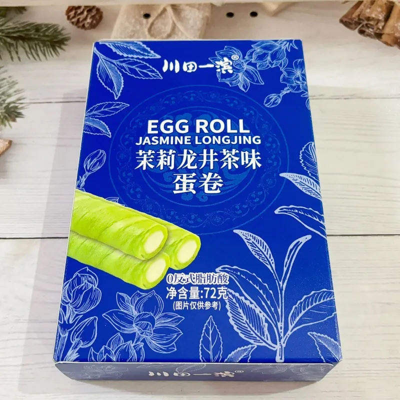 Chuantian Yibin Jasmine Longjing Tea-Flavored Egg Rolls, 72g, Crispy Biscuit Snack for Office Breaks and Afternoon Tea Detail image4