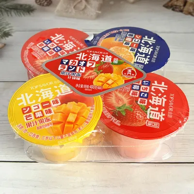 Gelatina sabor Hokkaido en 4 vasos