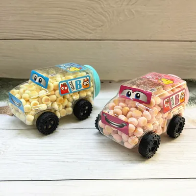Fun Car-shaped Mini Egg Puff Milk Flavor Children's Toy Children's Day Gift Small Steamed Bun Snack Candy Toy Wholesale