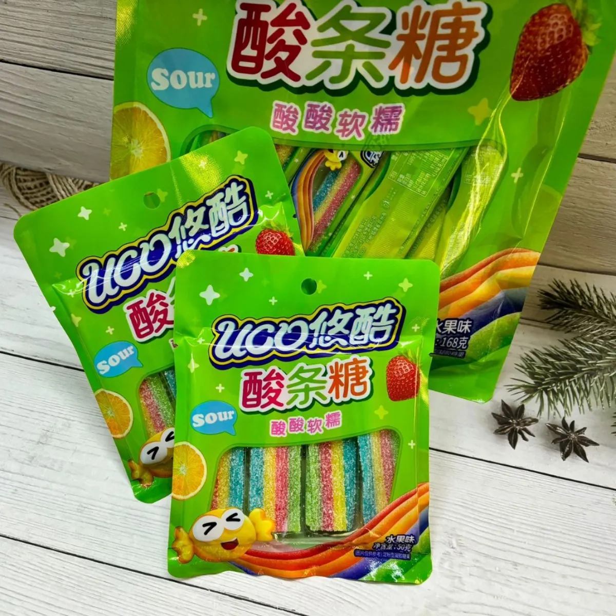Yoku Rainbow Sour Strip Candy 168g Fruit-Flavored Gummy Candy, Tangy and Soft Rainbow Strips, Individually Wrapped Snack Detail image3
