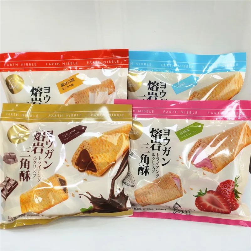 Fasimi Yu Rice Grain Bar Lava Triangle Crisps, Chocolate-Flavored Cereal Rice Rolls, Puffed Snack, Bagged Rice Crackers Detail image3