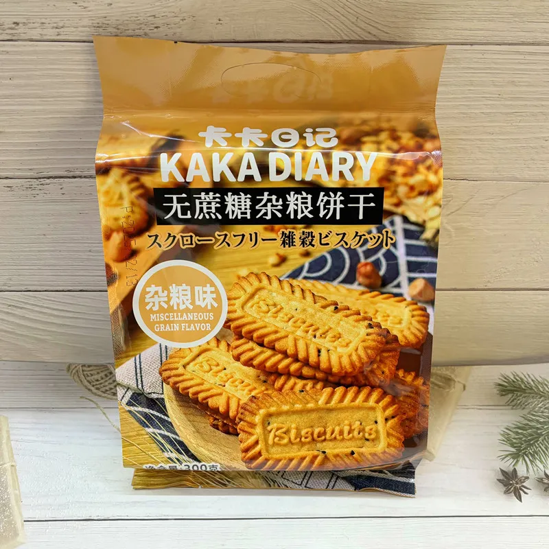 Galletas de cereales integrales sin sacarosa añadida Kaka Riji (16 bolsas/caja)