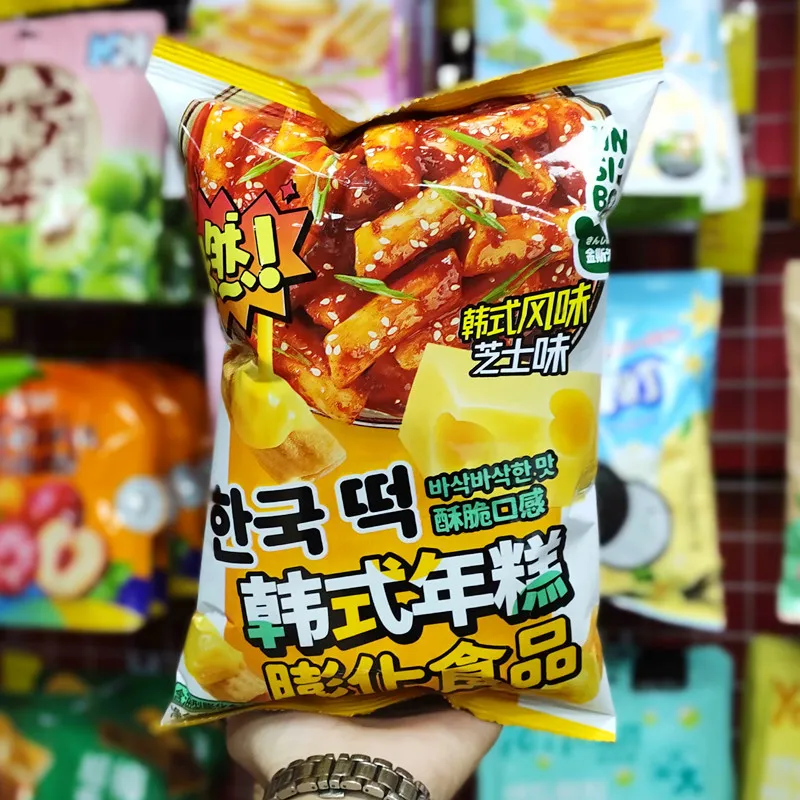 Jinsibo Korean Rice Cake 68g Cheese Flavor Crispy Puffed Wheat and Corn Snack Strips, Casual Craving Snack Detail image2
