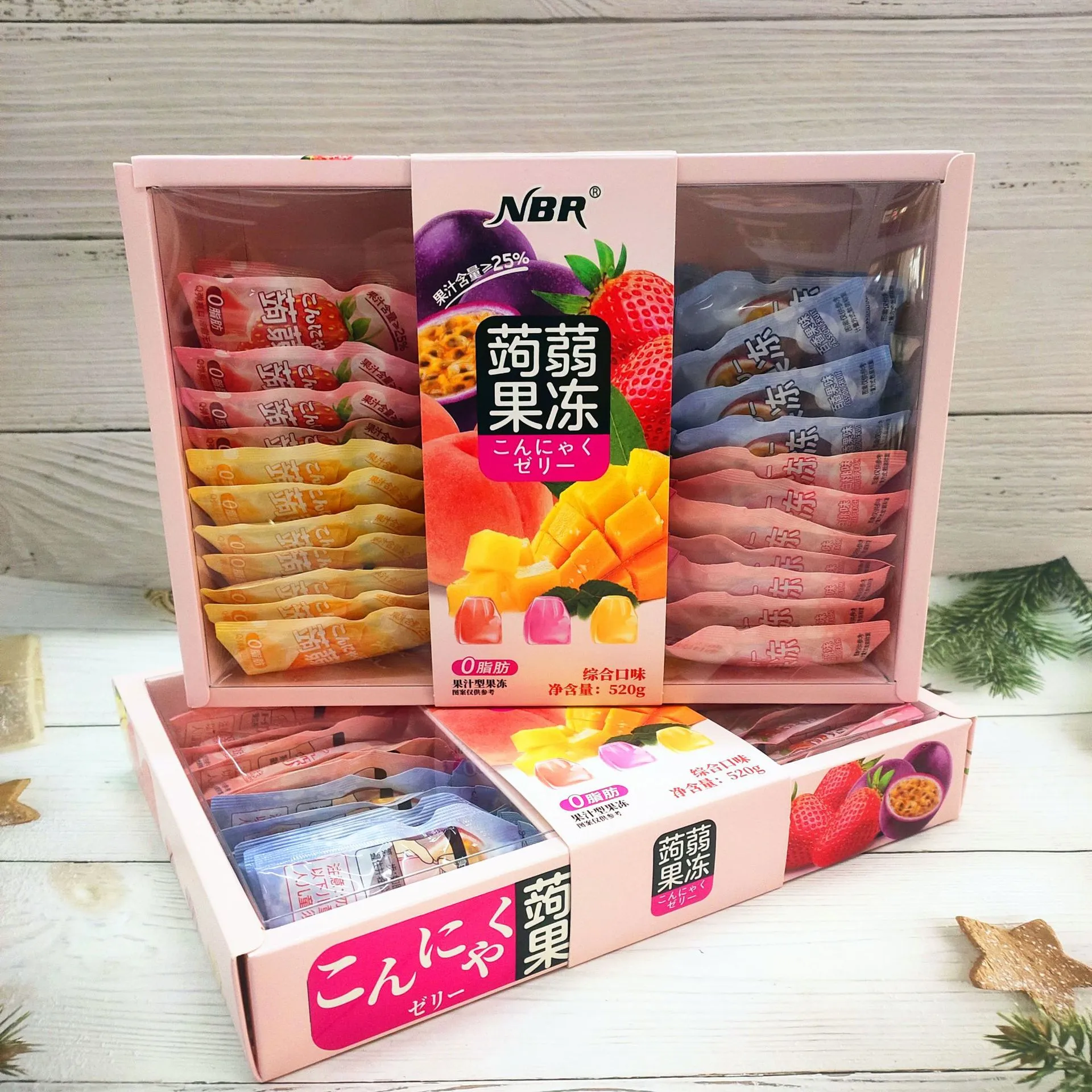 NBR Zhongxing Konjac Jelly 520g Boxed Assorted-Flavor Juice Jelly Snack for Office, TV Watching and Children Detail image1