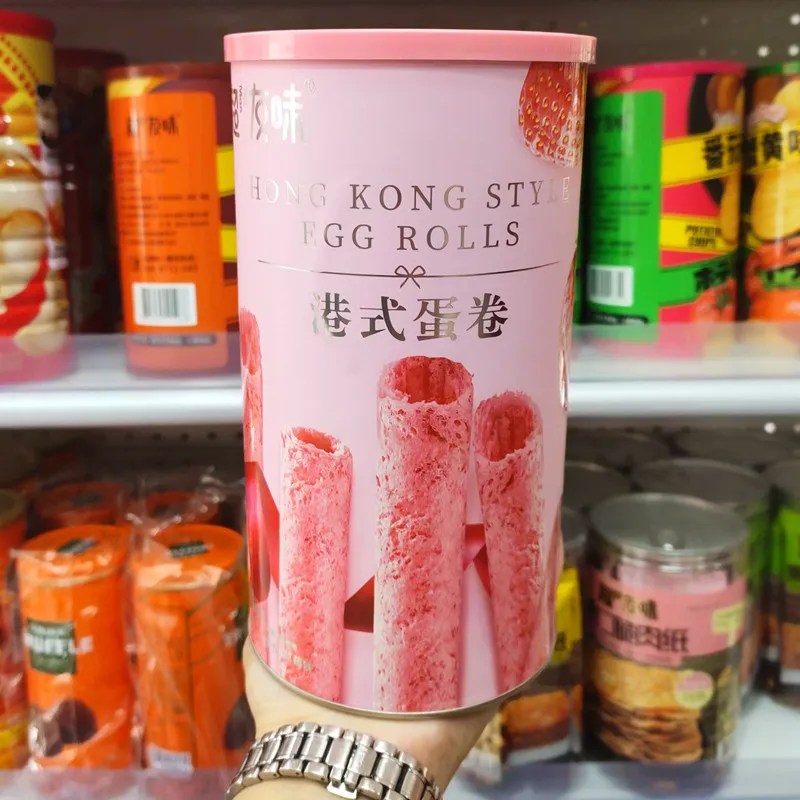 Hong Kong-Style Egg Rolls, Original Egg Flavor, Canned Gift Box, 168g, Wedding Gift Cookies, Strawberry Mango Crispy Egg Rolls Detail image1