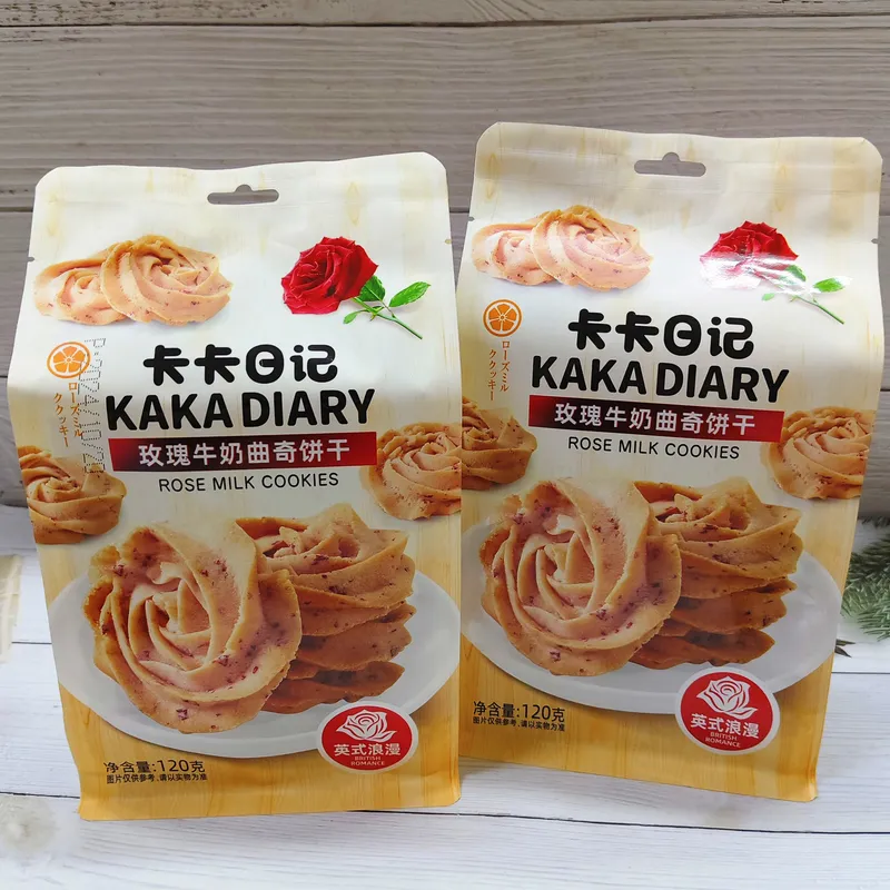 Kaka Diary Rose Milk Cookies, 120g Bagged Biscuits, Office Leisure Snack and Pastry Treat