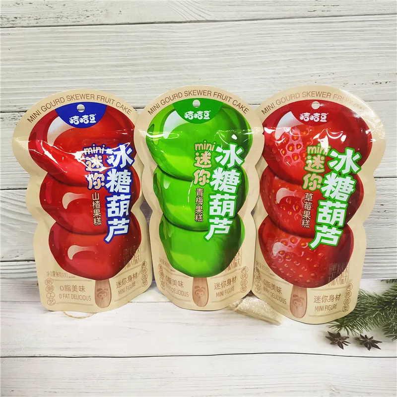 Jiji Dou Candied Hawthorn Skewer Mini Fruit Jelly 96g, Green Plum, Hawthorn and Strawberry Flavors, Children's Snack Detail image4