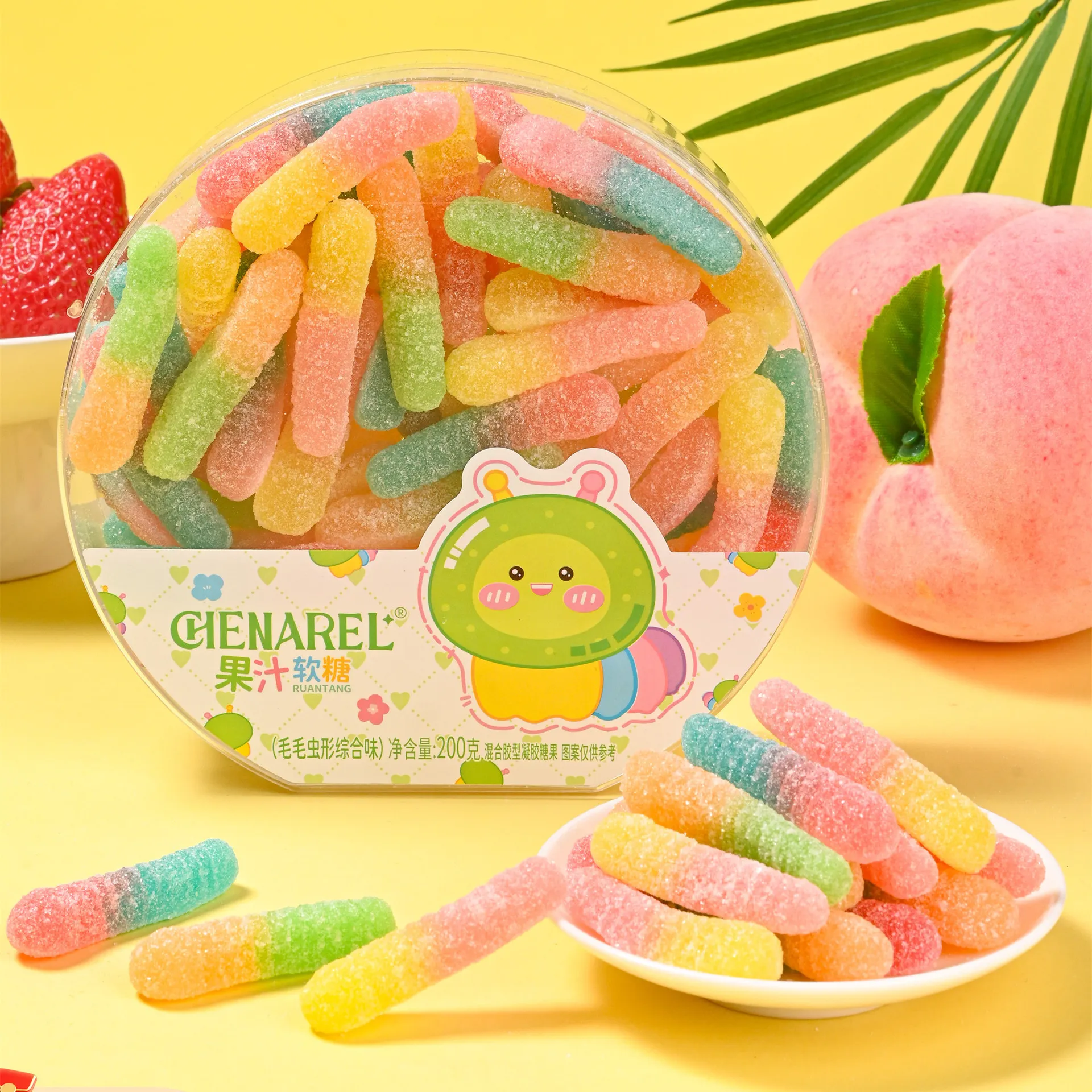 毛毛虫形综合味果汁软糖200g