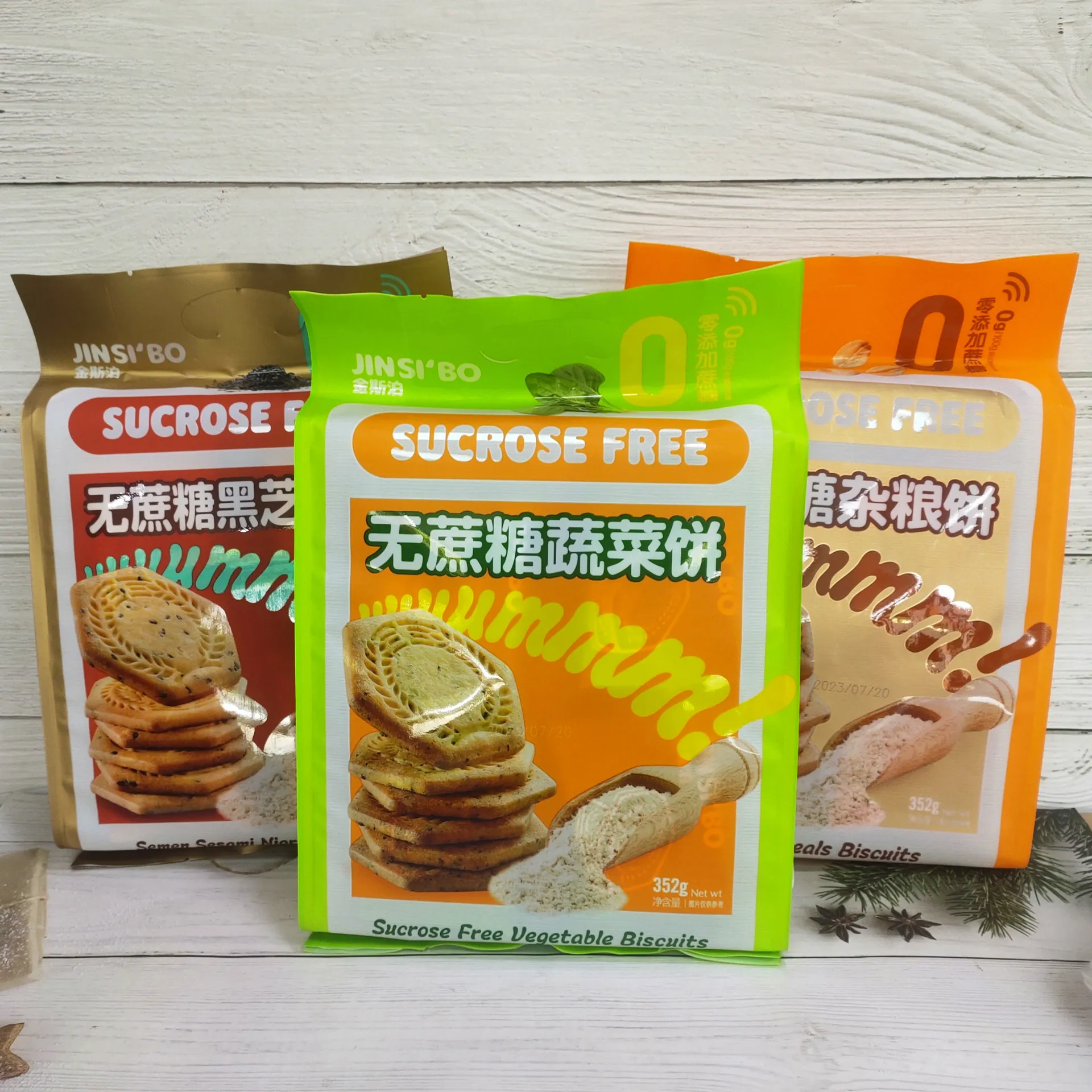 JinSibo Sucrose-Free Black Sesame Vegetable Multigrain Biscuits - Breakfast Filling, Office Snack, Snack Food, Meal Replacement Biscuits Detail image4