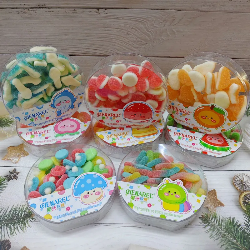 200g Cartoon-Shaped Fruit Juice Filled Gummy Candy, Mixed Fruit Flavor, Snack Gummy, Wedding Candy, QQ Gummy Confectionery