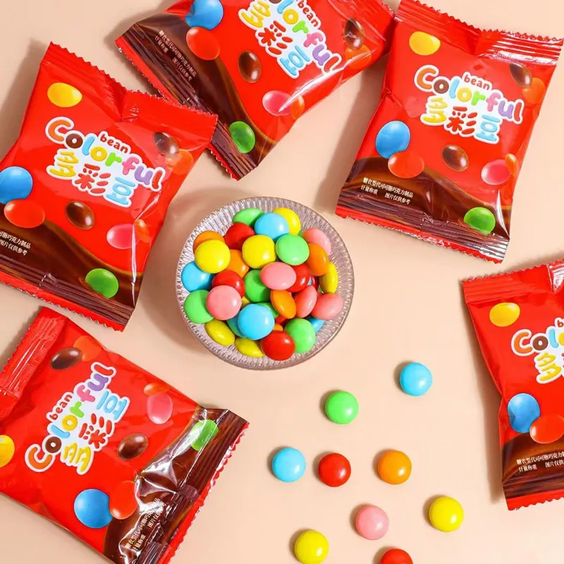 New Wangdi Multicolored Candy-Coated Chocolate Beans, Chocolate-Filled Snacks, Rainbow Candy Beans for Children Detail image2