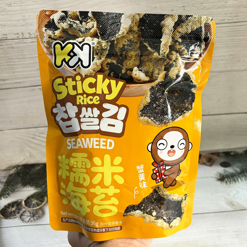 KK 36g Glutinous Rice Seaweed Snack - Crab Roe & Tomato Flavors